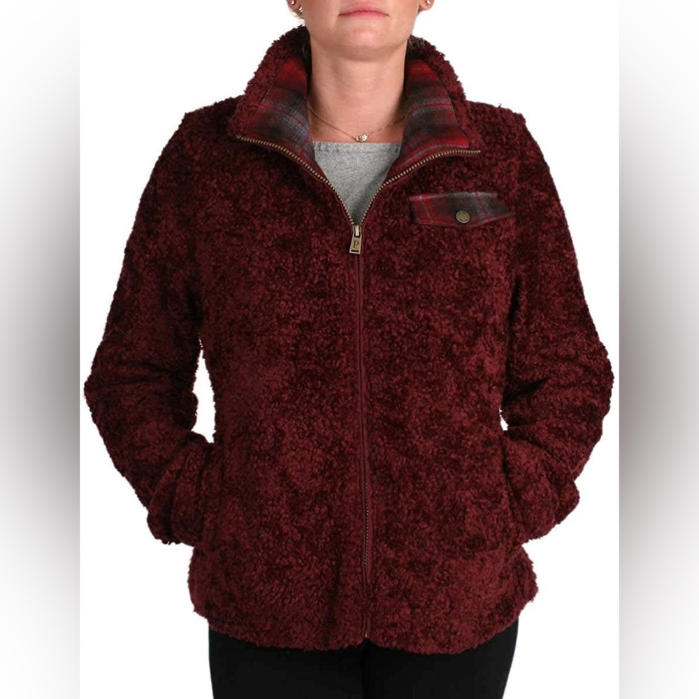 Pendleton Burgundy Fuzzy Zip Jacket - Size Small - image 1